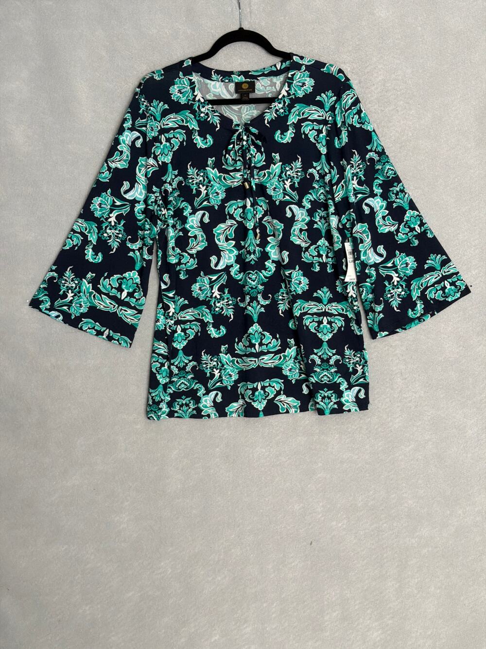 JM Collection Bell Sleeve Top Knit Front Tie Tunic Women's XL (Flaw) NEW